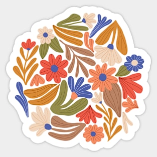 Bright happy flowers in green Sticker